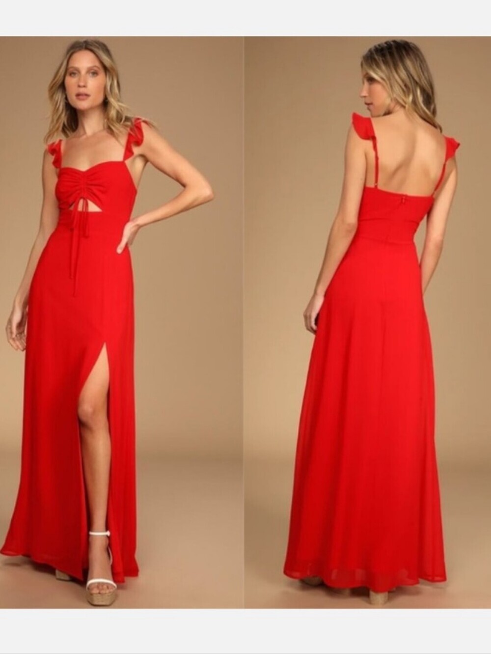 LULU’S The Way to Love Red Ruffled Maxi Dress Size XL NWT!